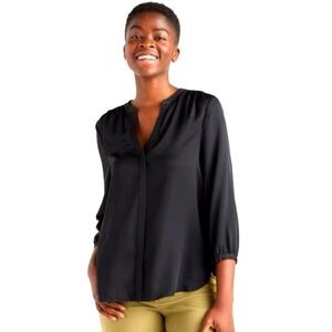 ❤️ 100% SILK pleated Blouse QUINCE black SOLD OUT